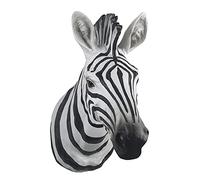 Middle-England 46cm Zebra Head Wall Hanging Black White Animal Sculpture Polystone