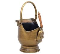 Middle-England 53cm Heavy Duty Coal Scuttle Bucket Hod with Shovel, Antique Brass Finish