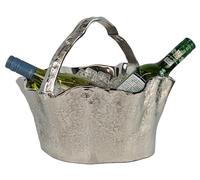 Middle England Ice Bucket 31cm Champagne Wine bottle cooler or fruit basket. Holds 6 bottles Nickel plated recycled Aluminium