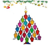 Middle Finger Christmas Tree Ornament,Colorful Funny Middle Finger Tree Hanging Ornaments,2D Acrylic Colorful M-iddle F-ingers Stacking Holiday T-ree Hanging,White Elephant Christmas Decorations