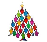 Middle Finger Christmas Tree Ornament, Funny 2025 Christmas Decoration,Acrylic Colorful Middle Fingers Stacking Holiday Tree Hanging Ornaments for Home Decor