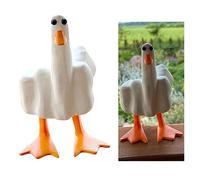 Middle Finger Duck You Figurine Middle Finger Desk Decor Funny Garden Decor Statues Figurines Ornaments for Home, Patio, Lawn, Yard, Office, Outdoor Decorations, Garden Gifts (White+Yellow)