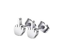 Middle Finger Earrings Swear Rude F*ck You Earring Jewellery Gift Funny Fu*k Fuck Off Joke Laugh Sweary Swearing Offensive Insult Flip (Silver)
