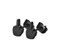 Middle Finger Earrings Swear Rude F*ck You Earring Jewellery Gift Funny Fu*k Fuck Off Joke Laugh Sweary Swearing Offensive Insult Flip (Black)
