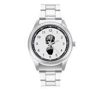 Middle Finger Gesture Skull Men's Wrist Watches Stainless Steel Strap Minimalist Business Quartz Watch for Daily Wear