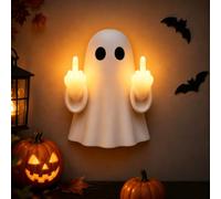 Middle Finger Ghost Light,Halloween Ghost Middle Finger Glow Night Light, Cute Spooky Light up Ghost Wall Light, Funny LED Wall Lamp Decorations for Home Bedroom Office