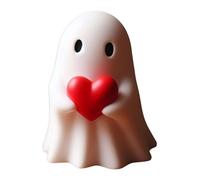 Middle Finger Ghost Statue, Funny Middle Finger Ghost Figurine Rude Ghost Ornaments Cute Ghost Holding Heart Statue Resin Spooky Ghost Figurine Halloween Decor for Home Garden (Ghost Holding Hear)