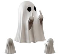 Middle Finger Ghost Statue, Funny Middle Finger Ghost Figurine Rude Ghost Ornaments Cute Ghost Holding Heart Statue Resin Spooky Ghost Figurine Halloween Decor for Home Garden (Middle Finger Ghost)