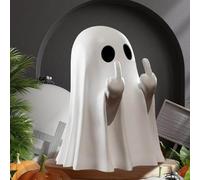 Middle Finger Ghost Statue - Resin Rude Halloween Figurine, Funny Ornament, 2024 New Spooky Sculpture for Decorations