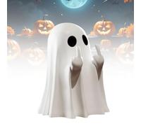 Middle Finger Ghost Statue, Resin White Ghost Halloween Figurine, Funny Halloween Ghost Ornament, Cute Ghost Figurine, 2024 New Spooky Ghost Sculpture for Halloween Decorations Gifts (A)