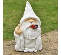 Middle Finger Gnome Resin Ornament, 15cm Funny Garden Gnome Naughty Mini Smoking Gnome Figurine for Lawn Yard Balcony Porch Patio Garden Gift
