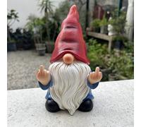 Middle Finger Gnome Statue 7.8in， Naughty Garden Gnome Statue Decoration and Lawn Ornament - Funny Garden Gnomes for Outdoor or Home Decor, Red, WSH004