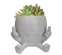 Middle Finger Happy Planter, Smiling Plant Pot With Middle Fingers Up, Flower Pots For Succulents, Resin Funny Expression Garden Planter, Gardening Decoration To Courtyard, Miniature Garden