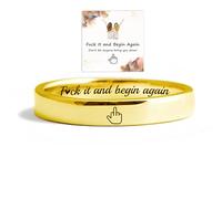 Middle Finger Mantra Ring, Fuck It and Begin Again Ring, Stackable 925 Sterling Silver Engraved Ring for Women, Inspirational Friendship Jewelry Gift for Sisters & Best Friends (Gold,8)