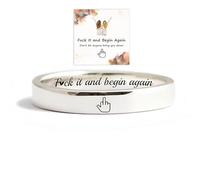 Middle Finger Mantra Ring, Fuck It and Begin Again Ring, Stackable 925 Sterling Silver Engraved Ring for Women, Inspirational Friendship Jewelry Gift for Sisters & Best Friends (Silver,10)