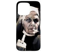 Middle Finger Nun w/Attitude Weird Funny Unholy Sister Case for iPhone 15 Pro Max
