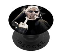 Middle Finger Nun w/Attitude Weird Funny Unholy Sister PopSockets Adhesive PopGrip