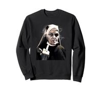 Middle Finger Nun w/Attitude Weird Funny Unholy Sister Sweatshirt