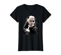 Middle Finger Nun w/Attitude Weird Funny Unholy Sister Value Graphic T-Shirt