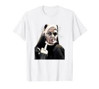 Middle Finger Nun w/Attitude Weird Funny Unholy Sister Value Graphic T-Shirt