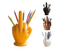 Middle Finger Pen Holder,2025 New 3D Hand Gesture Decoration Thumbs Up Desk Fun Pen Holder Prank Gift (Yellow)