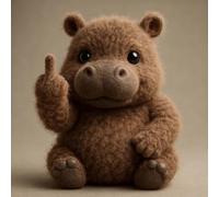 Middle Finger Plush Animal, Cute Meet the Attitude Squad: Tiny Plush Rebels with Sass & Snuggles! Small Plush Toys Highland Cow, Pocket-Sized Emotional Support Stuffed Animals(Hippo)