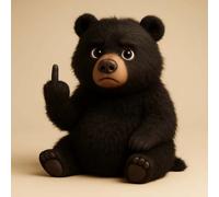 Middle Finger Plush Animal, Cute Meet the Attitude Squad: Tiny Plush Rebels with Sass & Snuggles! Small Plush Toys Highland Cow, Pocket-Sized Emotional Support Stuffed Animals(Black Bear)