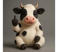 Middle Finger Plush Animal, Cute Meet the Attitude Squad: Tiny Plush Rebels with Sass & Snuggles! Small Plush Toys Highland Cow, Pocket-Sized Emotional Support Stuffed Animals(Cow)