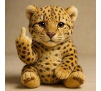 Middle Finger Plush Animal, Cute Meet the Attitude Squad: Tiny Plush Rebels with Sass & Snuggles! Small Plush Toys Highland Cow, Pocket-Sized Emotional Support Stuffed Animals(Leopard)