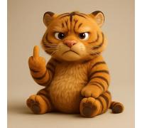 Middle Finger Plush Animal, Small Cute Plush Toy, Stress Relief Decor Gift for Adults, Funny Middle Rebellious Office Desk Decor, Positive Life Desk Decor, Stress Relief Decor Gift (Tiger)
