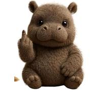 Middle Finger Plush Animal Toy, Funny Soft Middle Finger Plush Animals, Humorous Animal Desktop Decorative Ornaments, Stress Relief Decor Gift, Unique Gifts for Home Office hippopotamus