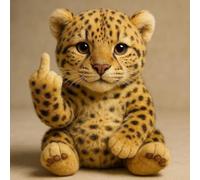 Middle Finger Plush,Meet The Attitude Squad: Tiny Plush Rebels with Sass & Snuggles, Pocket-Sized Plush Toys Stress Relief Humor, Funny Gifts for Sarcastic Friends & Sassy Decor Leopard