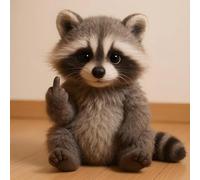 Middle Finger Plush,Meet The Attitude Squad: Tiny Plush Rebels with Sass & Snuggles, Pocket-Sized Plush Toys Stress Relief Humor, Funny Gifts for Sarcastic Friends & Sassy Decor Little Raccoon