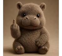 Middle Finger Plush,Meet The Attitude Squad: Tiny Plush Rebels with Sass & Snuggles, Pocket-Sized Plush Toys Stress Relief Humor, Funny Gifts for Sarcastic Friends & Sassy Decor (Hippopotamus)