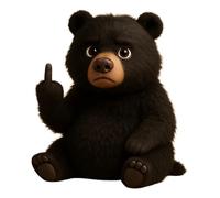Middle Finger Plush,Meet The Attitude Squad: Tiny Plush Rebels with Sass & Snuggles, Pocket-Sized Plush Toys Stress Relief Humor, Funny Gifts for Sarcastic Friends & Sassy Decor Black Bear