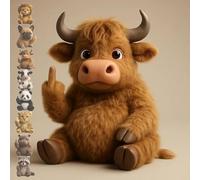 Middle Finger Plush, Middle Finger Plush Animals, MiddleFinger Stuffed Animal, Cute Pocket-Sized Plushs Toys, Office Desk Decor, Emotional Support Toy, Stress Relief Decor for Adults (Highland Caw)