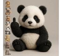 Middle Finger Plush, Middle Finger Plush Animals, MiddleFinger Stuffed Animal, Cute Pocket-Sized Plushs Toys, Office Desk Decor, Emotional Support Toy, Stress Relief Decor for Adults (Panda)