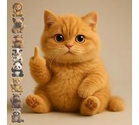 Middle Finger Plush, Middle Finger Plush Animals, MiddleFinger Stuffed Animal, Cute Pocket-Sized Plushs Toys, Office Desk Decor, Emotional Support Toy, Stress Relief Decor for Adults (Cat)