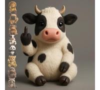 Middle Finger Plush, Middle Finger Plush Animals, MiddleFinger Stuffed Animal, Cute Pocket-Sized Plushs Toys, Office Desk Decor, Emotional Support Toy, Stress Relief Decor for Adults (Cow)