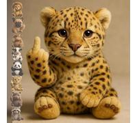 Middle Finger Plush, Middle Finger Plush Animals, MiddleFinger Stuffed Animal, Cute Pocket-Sized Plushs Toys, Office Desk Decor, Emotional Support Toy, Stress Relief Decor for Adults (Leopard)