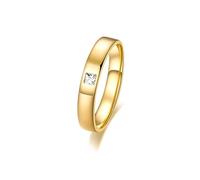 Middle Finger Ring, Bride Wedding Ring Inlaid with Princess Shape Moissanite 18K Yellow Gold Size O 1/2