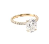 Middle Finger Rings for Women, Plain Wedding Ring Gold 4 Claws with 2ct Oval Shape Moissanite 14K Yellow Gold Size U 1/2
