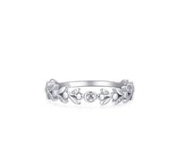 Middle Finger Rings for Women, Pretty Rings Simple Flower Design with 0.1ct Round Moissanite 18K White Gold Size S 1/2