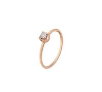 Middle Finger Rings, Stacking Rings for Women with Flower Design 4 Claw Solitaire Round Diamond 0.08Ct 14K Rose Gold Size M 1/2