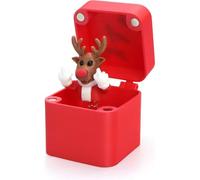 Middle Finger Santa Claus Christmas Figurines Prank Box, Cute Snowman Elk in a Surprise Prank PopUp Gift Box, Christmas Gag Gift for Kids Adults, Xmas Fun Gifts (Red-Elk B)
