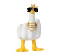 Middle Finger Small Duck Sculpture Resin Duck Decorative Figurine 7.5cm Tabletop Duck Ornament for Home Garden Desk Decoration(Yellow Crown)
