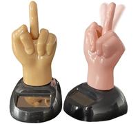 Middle Finger Solar Dancing Toy 2Pcs Funny Decorative ABS Middle Finger Gifts Creative Cartoon 2.4x2.6x3.9in Car Dashboard Decorations, Middle Finger Gifts