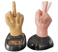Middle Finger Solar Dancing Toy 2Pcs Funny Decorative ABS Middle Finger Gifts Creative Cartoon 2.4x2.6x3.9in Car Dashboard Decorations