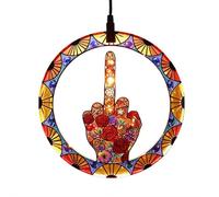 Middle Finger Sun-catcher Color Stained Glass Window Hanging - 20x20cm Hand-Painted Acrylic Decor, Humorous Home & Office A-rt Piece, Dur-able & Fade-Resistant (A)