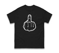 Middle Finger T-Shirt, Funny Sarcastic Rude Joke Slogan Naughty Printed Novelty Unisex Adults Tee Top (Black, L)